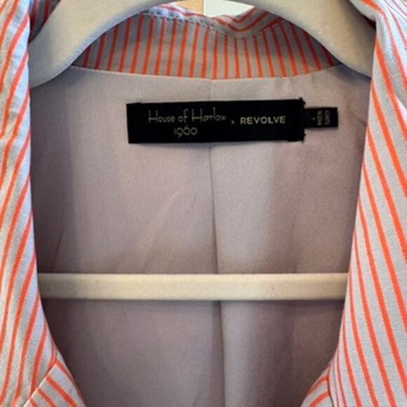 House of Harlow 1960 x Revolve Orangey Pink Gray Striped Blazer NWOT Size L - Picture 4 of 6